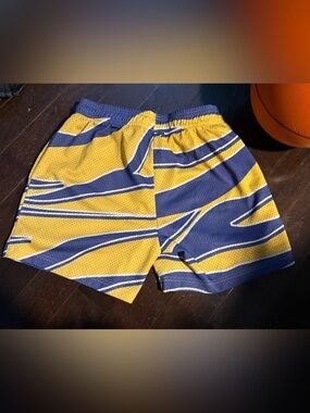 Overtime Purple Yellow Mesh Basketball Shorts Graphic Athletic Men’s Size S